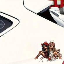 "Devil & Angel" Vinyl Stickers - Gothic Fantasy Stickers With Red Roses And Horns, Suitable For Cars, Laptops, Phones, Motorcycles, Windows, Walls - Self-Adhesive Gothic Decor, Perfect For Halloween, Gothic Decoration And Dark Aesthetic Lovers, Gothic Accessories - Multicolor - View 5