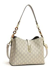 Sac à main/sac bandoulière de grande capacité de style européen classique de luxe pour femmes d'âge moyen et âgées, automne/hiver (sac cadeau inclus) - Gris - Voir 4