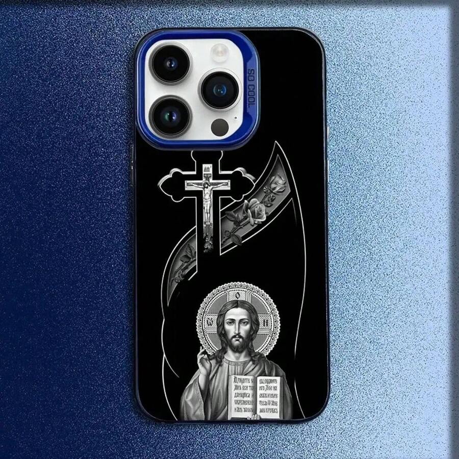 Orthodox Cross Icon Church Phone Case For IPhone 16,15,14,13,12,11,Mini,Pro,E,MAX Blue Candy Matte Shockproof Cover RCRI - z3 - 查看 1