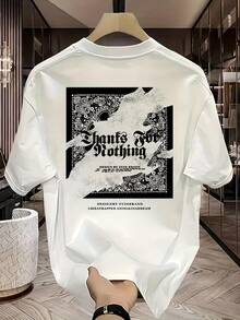 Nueva camiseta de verano de tejido grueso al estilo de las grandes marcas americanas, de corte holgado, con cuello redondo y mangas cortas, con un estilo casual único y sofisticado, camiseta para hombre. - Blanco - Ver 1