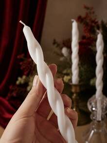 Ensemble de bougies d'aromathérapie à tige longue en spirale faites à la main, fabriquées à partir de plusieurs cires de soja et de paraffine, avec un parfum de rose pour vous faire sentir plus agréable - Blanc - Voir 3