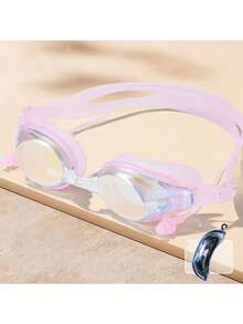 1pc Professional Racing Small Frame Swimming Goggles, High Definition Lens With Long-Lasting Anti-Fog And Waterproof, Built-In One-Piece Silicone Earplugs, Adult Plain Lens Competitive Training Swim Goggles - Multicolor - View 6