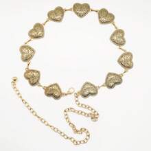 1 pieza Cadena de cintura metálica elegante con corazón tallado en estilo retro, para verano, escuela, otoño, Halloween - 11 cadenas de cintura de amor - Ver 1