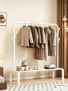 Free Standing Clothes Rack, Heavy Duty Garment Rack With Side Hooks & Lower Storage Shelf, Sturdy And Durable, Freestanding Coat Rack,Multi-Functional Bedroom Clothing Hanging Organizer For Laundry Room, Entryway - View 8