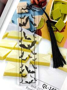 Halloween Transparent Acrylic Bat Pattern Bookmark With Black Tassel, Multiple Sizes Available - Thoughtful Gift For Bookworms, Colleagues And Relatives; Acrylic Bookmark Decoration, Perfect For Halloween And Back To School Season - One Size Fits All - View 4