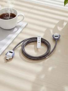 Cute Shark Cable Protector, All-Around Protection For Charging Cables To Prevent Breakage And Extend Lifespan, Stylish Cable Management Accessory - Grey - View 3