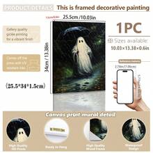 1pc Canvas Wall Art, Framed Wall Decor, Atmospheric Rainy Night Umbrella Ghost Forest Path Canvas Hanging Painting, Eerie Pastoral Vintage Oil Painting Frameless Poster, Aesthetic Hanging Decorative Print, Suitable For Modern Home Decor, Room Decor, Dorm Decor, Bedroom Decor, Living Room Decor - Umbrella Ghost - View 13