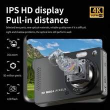 4K Portable Vlogging Camera 50MP Digital Camera, 16X Optical Zoom, 2.8'' LCD Display, Continuous & Timer Shooting, 700mAh Battery, SD Card Sold Separately - View 7
