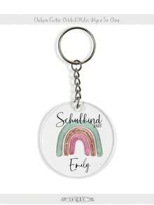 Personalized Keychain, Customized Rainbow Acrylic Keychain Pendant, Customizable Name, Party And Holiday Gift, Personalized Back To School Gift - Multicolor - View 8