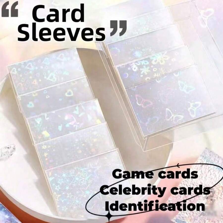50 piezas Fundas de plástico transparente para cartas de juego de 66*91mm, soportes de cartas de colores, juego de bolsillos para colección de tarjetas de identificación de juegos de cartas y fotos - Diseños múltiples - Ver 1