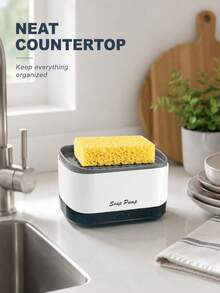 Kitchen Dish Soap Dispenser, 2-Inch Top Pump, Sponge Nozzle, Non-Slip Base, Suitable For Sink Dishwashing - A - View 6