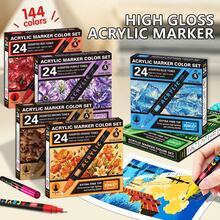 1pc Acrylic Marker Pens 36/60/84/120/168/240 Colors Optional, Waterproof, Odorless, Layerable, Art Brush, Suitable For Colored Sketching Marker Pens, Suitable For Artist Painting Pens, Used For Making Christmas, Thanksgiving, New Year Gifts, Easter Eggs, Holiday Gifts, Card Making, Metal, Ceramic, Wine Glasses, Halloween Decoration Doodle Painting Pens, Coloring Pens - Acrylic Marco Pen - View 5