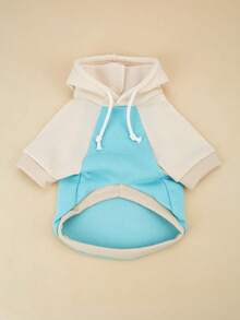 1pc Colorblock Hooded Dog Sweatshirt, American Style Raglan Contrast Color Design, Cat Clothing With Fresh And Clean Overall Style, Loose And Comfortable Fit, Unrestricted Movement, Pets Look Energetic And Great For Street Photos - Multicolor - View 4