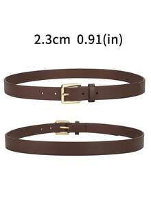 1pc Solid Color Casual PU(Polyurethane) Women's Belt, Square Buckle, Versatile For All Seasons, Business Commute, Matches With Trousers, Fine Leather Belt - Multicolor - View 4