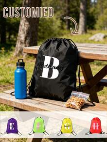 Personalized Initial & Name Drawstring Backpack, Personalized Multicolor Sports Drawstring Backpack, Back To School Drawstring Backpack, Swimming Bag, Gym Bag, After School Activity Bag, Team Sports School Travel Party Gift Bag, Christmas Gift - Multicolor - View 3