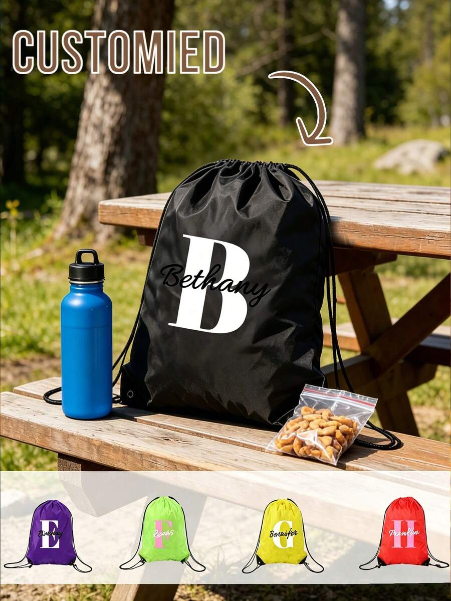 Tas Ransel Serut dengan Inisial & Nama yang Dipersonalisasi, Tas Ransel Serut Olahraga Aneka Warna yang Dipersonalisasi, Tas Ransel Serut untuk Kembali ke Sekolah, Tas Renang, Tas Gym, Tas Aktivitas Sepulang Sekolah, Tas Hadiah Pesta Perjalanan Sekolah Olahraga Tim, Hadiah Natal - MultiWarna - View 1