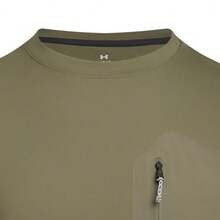Under Armour Men's Outdoor Crew Neck Quick-Drying Reflective Striped Stretch Sun Protection Lightweight Short-Sleeve T-Shirt - Olive Green - View 3