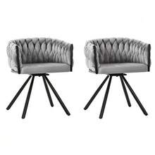 Velvet Dining Chair, Set Of 2, Single Light Luxury Living Room/Bedroom Swivel Chair, Leisure Swivel Chair With Four Metal Support Legs, Grey - Gray - View 6