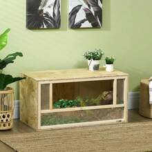 PawHut Terrarium Made Of OSB Wood For Reptiles And Amphibians With Sliding Glass Door - 80 X 40 X 40 Cm Natural Wood-XY19135 - D40-027V00ND - View 1