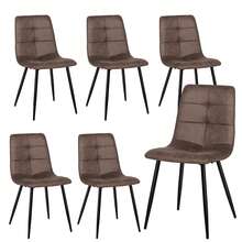 Extendable Dining Table And Chairs Set Of 6, Oval Mable Effect Table With Upholstered Chairs For Dining Room - Gray Table + 6 Brown PU Chairs - View 10