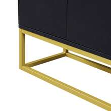 Storage Cabinet In A Modern, Minimalist Style/High-Quality MDF Panels, Storage Cabinet With Steel Tube Frame/4 Handleless Doors, Adjustable To Three Heights/Suitable For Dining Room, Living Room And Kitchen - Black - View 11