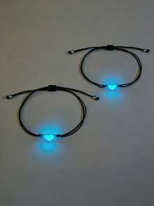 ATLVXJL 2pcs Couple Glow In The Dark Heart Decor Bracelet Valentines - Multicolor - View 5