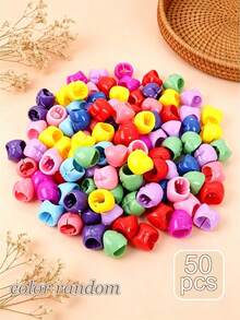 50pcs Mixed Color Heart, Round Bead, Pentagram, Clover Mini Hair Clips, Various Styles For Daily, Party, Workout Braided Hairstyles, Perfect Gift - Multicolor - View 16