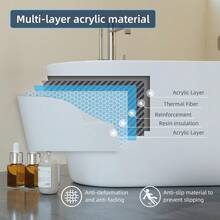 Soonbuy 59" Modern Oval Acrylic Freestanding Bathtub, CUPC Certified Deep Soaking Tub With Double-Walled Insulation, Complete /Black Overflow & Drain Kit, Ergonomic Spa Tub For Contemporary Bathroom - White - View 4