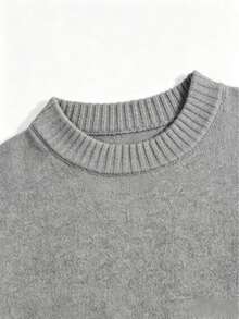 Autumn/Winter Casual Solid Color Ribbed Loose Knit Sweater Fall - Grey - View 6