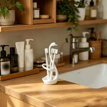 1pc Creative Swan‑Shaped Small Toothbrush Holder, Compact Size (≤15 Cm In Length), Toothbrush Storage Rack, Novelty Pen/Pencil Decor Ornament Bathroom & Desk. Home, Hotel, Washroom, Kitchen Countertop. Gift Halloween, Christmas Parties & Game Prizes - Swan - View 3