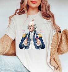 _George Washington 6-7 7-6 Tee Make History Graphic T-Shirt Historic Meme Tshirt - 白色 7 - 查看 1