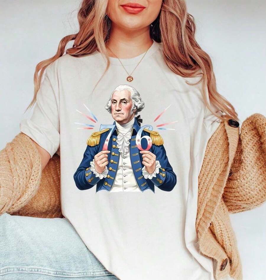 _George Washington 6-7 7-6 Tee Make History Graphic T-Shirt Historic Meme Tshirt - 白色 7 - 查看 1