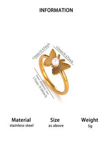 Compact Sun & Butterfly 18K Gold Plated Women's Ring, Multi-Size 7/8 Anti-Rust Finger Ring, Exquisite Gold Jewelry For Proposal, Wedding, Bridesmaid, Vacation, Party, Holiday, Suitable For Women/Girlfriend/Best Friend Birthday, Anniversary Gift - Multicolor - View 17