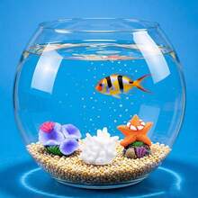 6pcs New Simulated Coral Aquarium Fish Tank Miniature Ornaments, Octagonal Fish DIY Decor Set - Multicolor - View 9