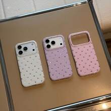 Süße Polka-Dot Gletscher-Textur weiche Handyhülle kompatibel mit iPhone 17 Pro Max 17 Pro 17 12 13 14 15 16 Pro Max 11 17 16 15 14 13 12 Damen glänzende Schutzhülle - Pink - Übersicht 2