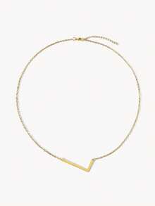 Opalesca 1pc Letter Pendant Necklace, Stainless Steel Jewelry - Yellow Gold - View 25