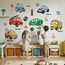 Cartoon Car Wall Sticker, Bedroom Children's Room Living Room Background Wall Home Decor Self-Adhesive Wall Decal - Multicolor - View 3