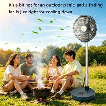 7200mAh USB Rechargeable Portable Folding Fan, 12-Hour Battery Life, Remote Control Included, Telescopic, Handheld, Automatic 90° Rotation, Digital Display, Suitable For Room, Living Room, Rest Area, Office, Outdoor Essential Cooling Fan, Easy Storage - Taiwanese - View 7