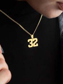 Customized Digital Necklace, Customized 4mm Cuban Chain Lucky Number Necklace, Stainless Steel Minimalist Fashion Necklace, Personalized Sports Number Pendant Necklace, Punk, Digital Pendant Necklace, Daily Accessory, Women's Popular Jewelry - Multicolor - View 4