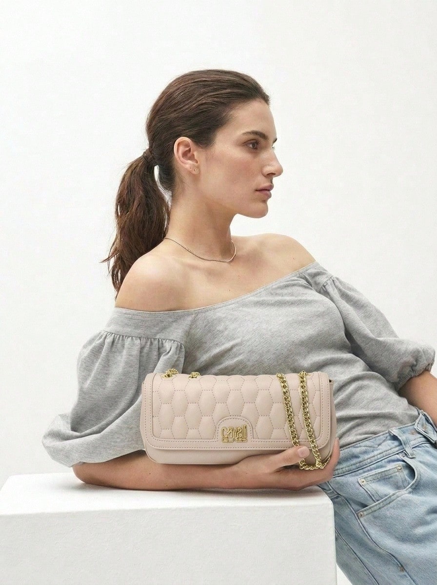 Women's Chain Strap Shoulder Bag Medium Ivory - Marfil - Ver 1