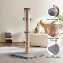 74 CM Cat Tree Scratching Post Bed Activity Centre Toys Sisal Play Scratcher - 4 Toy Ball - View 1