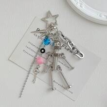 JRESSIAL Y2K Millennium Style Screw Man Keychain Cyberpunk Dice Mechanical Metal Pendant Niche Backpack Charm,Star Bag Charm - Multicolor - View 5