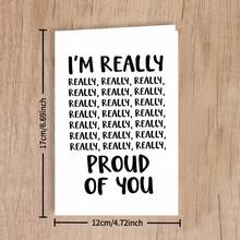 1/3 Sets I'm Truly Proud Of You" Greeting Card With Envelope, Featuring A Fun Repetitive Text Design, Suitable For Celebrating Achievements, Birthdays, Promotions, Encouragement, And All Occasions - A - View 5