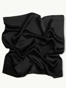 1pc Soft Solid Color Minimalist Polyester Silk-Like Square Scarf, Headband, Hair Tie, Suitable For Solid Color Satin Styling - Multicolor - View 6