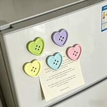 5/10/15pcs Heart-Shaped Button Fridge Magnets, Cute Decorative Fridge Stickers, Suitable For Home Kitchen Office Whiteboard Decoration, Fridge Kitchen Magnets, Perfect Gift Choice (Christmas, Valentine's Day, Graduation Birthday), Room Decoration, Decorative Magnetic Stickers, Home Decor - Multicolor - View 3