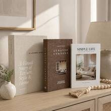 2pcs/1pc Paper Aesthetic Decorative Books, Coffee Table Books Decor - Faux Decorative Books For Decoration - Home Desktop Decor - Bedside Table Decor - Home Bookshelf Decor - Brown and White - View 4
