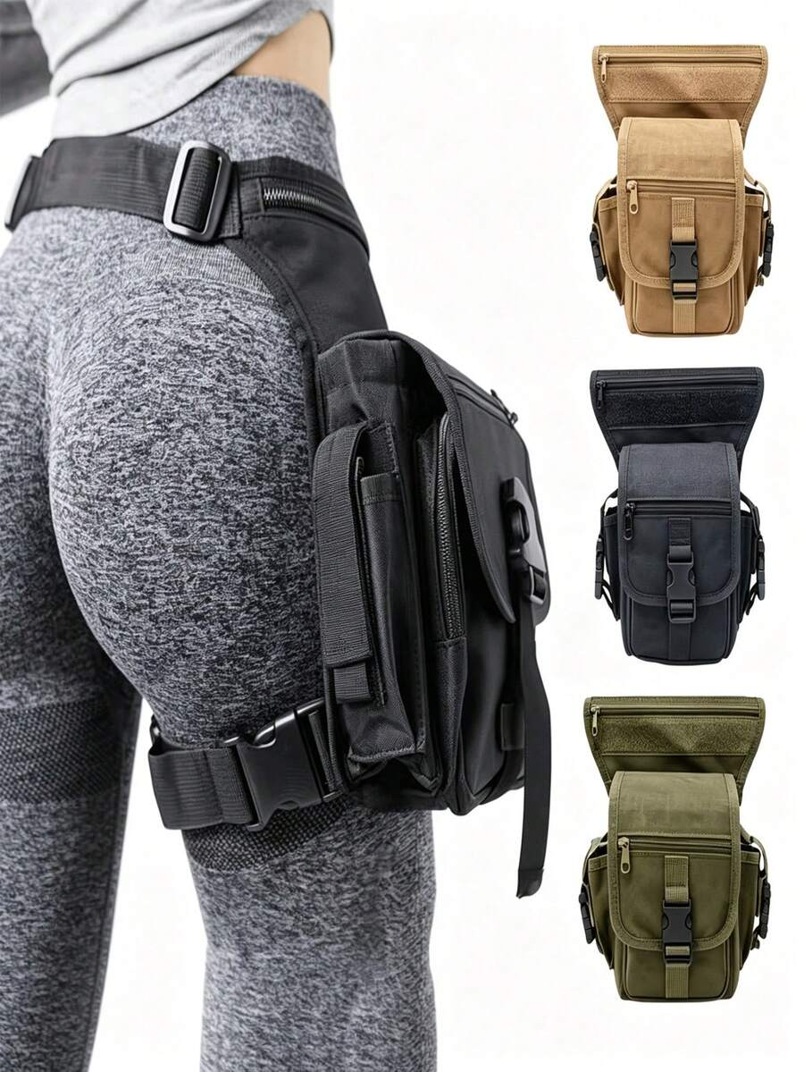 Motorcycle Riding Leg Bag/Body Bag, Multi-Functional Storage For Mobile Phone And Personal Items, Lightweight Design, Zipper Closure, Adjustable Shoulder Strap.