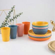 Plastic Plates And Bowls Set Camping Plates Unbreakable Party Dinner Set - Color - View 3