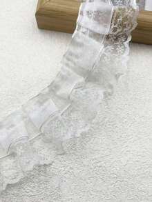 10 Yards Double Layer Ruched Chiffon Lace Trim, 5cm Wide, Double Layer Flounce, Tulle Lace, Jacquard Lace, Suitable For DIY Sewing Crafts, Pillowcase Decoration - Multicolor - View 6