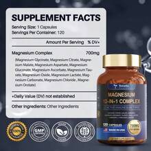 12-In-1 Magnesium Complex 700mg Supplement Capsules - Relaxation Muscle, Heart Health, Stress Relief, Vegan, 120 Caps - 3件 - 查看 2